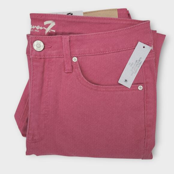 Seven7 Jeans Women's 10 Slim Straight High-Rise Fitted Hips Pink Barbiecore NWT - Picture 4 of 8